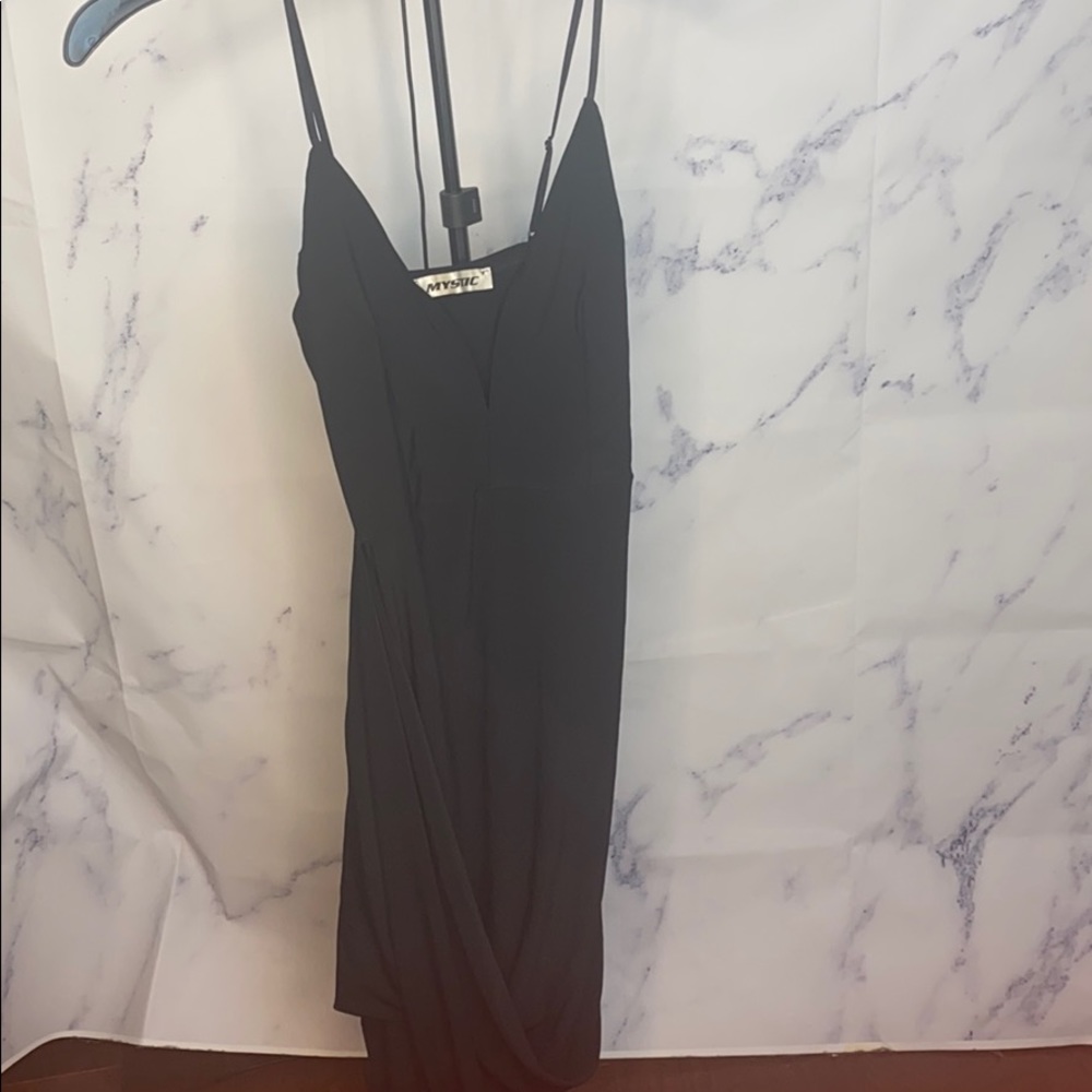 Long black dress with a deep V